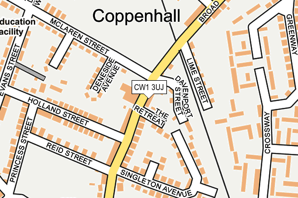 CW1 3UJ map - OS OpenMap – Local (Ordnance Survey) CW1 3UJ map - OS OpenMap – Local (Ordnance Survey)