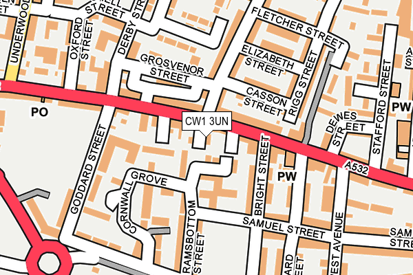 CW1 3UN map - OS OpenMap – Local (Ordnance Survey) CW1 3UN map - OS OpenMap – Local (Ordnance Survey)