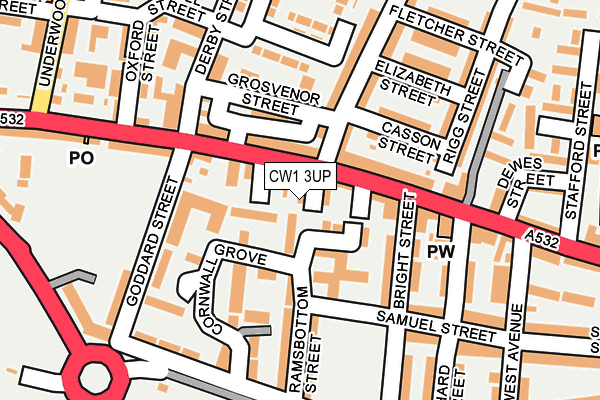 CW1 3UP map - OS OpenMap – Local (Ordnance Survey) CW1 3UP map - OS OpenMap – Local (Ordnance Survey)