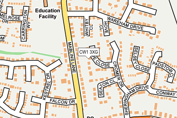 CW1 3XG map - OS OpenMap – Local (Ordnance Survey) CW1 3XG map - OS OpenMap – Local (Ordnance Survey)