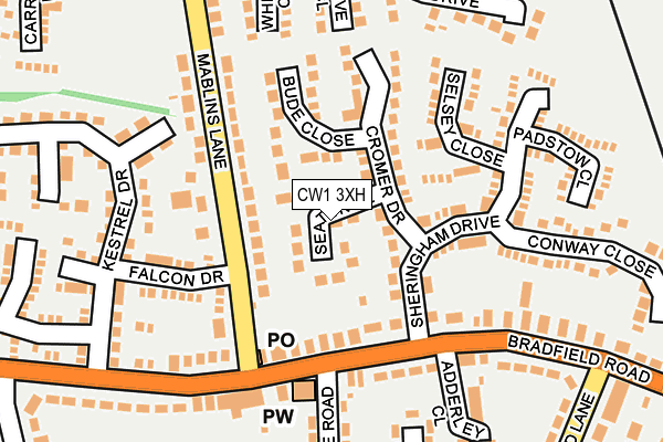 CW1 3XH map - OS OpenMap – Local (Ordnance Survey) CW1 3XH map - OS OpenMap – Local (Ordnance Survey)