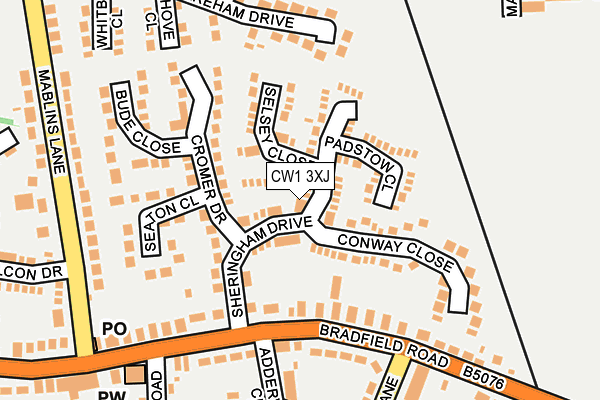 CW1 3XJ map - OS OpenMap – Local (Ordnance Survey) CW1 3XJ map - OS OpenMap – Local (Ordnance Survey)