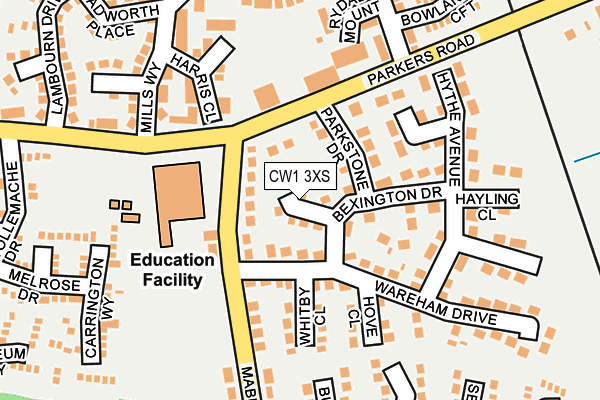 CW1 3XS map - OS OpenMap – Local (Ordnance Survey) CW1 3XS map - OS OpenMap – Local (Ordnance Survey)
