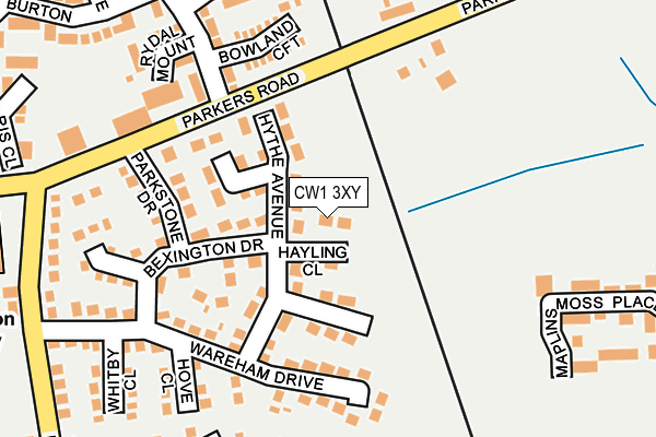 CW1 3XY map - OS OpenMap – Local (Ordnance Survey) CW1 3XY map - OS OpenMap – Local (Ordnance Survey)