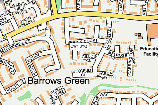 CW1 3YQ map - OS OpenMap – Local (Ordnance Survey) CW1 3YQ map - OS OpenMap – Local (Ordnance Survey)