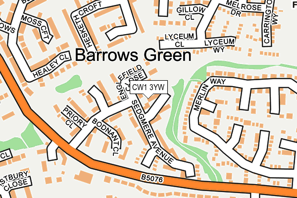 CW1 3YW map - OS OpenMap – Local (Ordnance Survey) CW1 3YW map - OS OpenMap – Local (Ordnance Survey)
