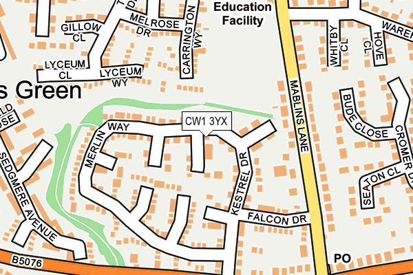 CW1 3YX map - OS OpenMap – Local (Ordnance Survey) CW1 3YX map - OS OpenMap – Local (Ordnance Survey)
