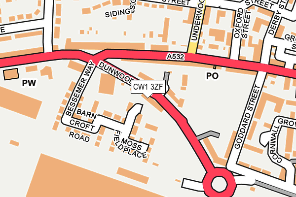 CW1 3ZF map - OS OpenMap – Local (Ordnance Survey) CW1 3ZF map - OS OpenMap – Local (Ordnance Survey)