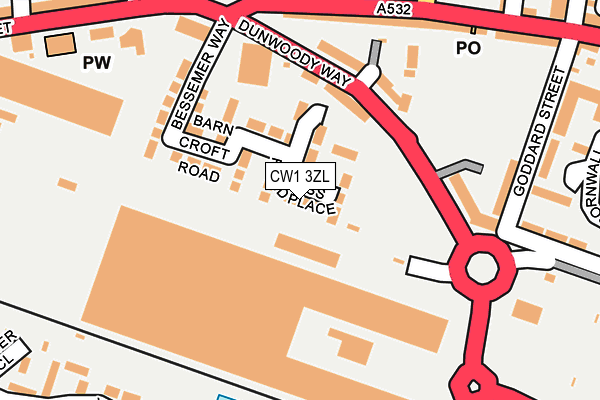 CW1 3ZL map - OS OpenMap – Local (Ordnance Survey) CW1 3ZL map - OS OpenMap – Local (Ordnance Survey)