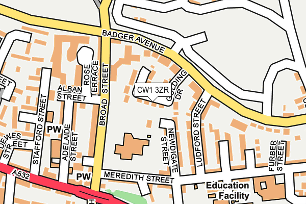 CW1 3ZR map - OS OpenMap – Local (Ordnance Survey) CW1 3ZR map - OS OpenMap – Local (Ordnance Survey)
