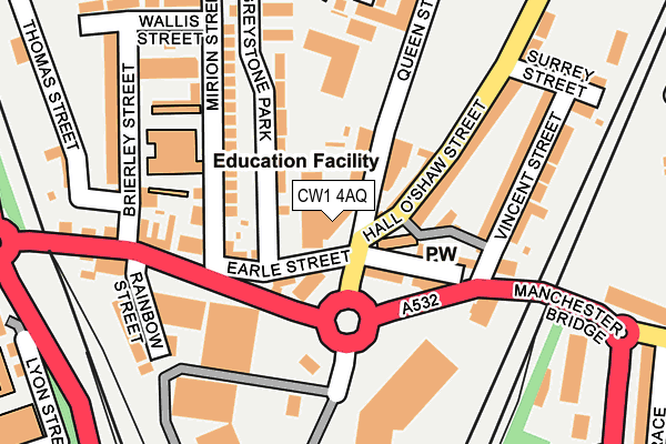 CW1 4AQ map - OS OpenMap – Local (Ordnance Survey) CW1 4AQ map - OS OpenMap – Local (Ordnance Survey)