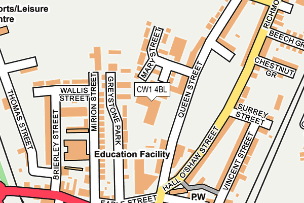CW1 4BL map - OS OpenMap – Local (Ordnance Survey) CW1 4BL map - OS OpenMap – Local (Ordnance Survey)