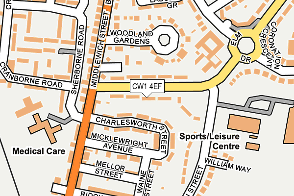 CW1 4EF map - OS OpenMap – Local (Ordnance Survey) CW1 4EF map - OS OpenMap – Local (Ordnance Survey)