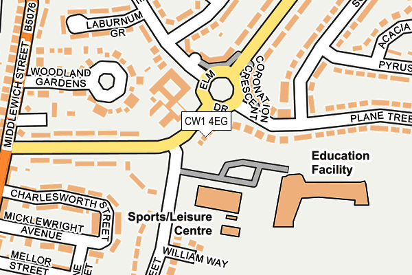 CW1 4EG map - OS OpenMap – Local (Ordnance Survey) CW1 4EG map - OS OpenMap – Local (Ordnance Survey)