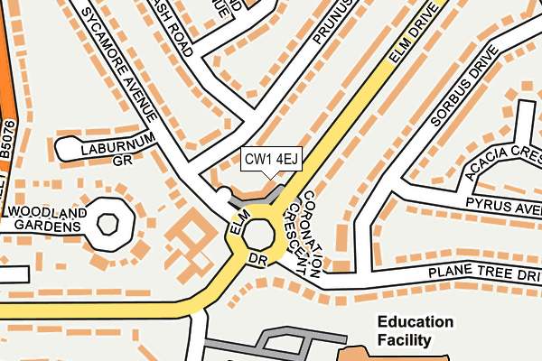CW1 4EJ map - OS OpenMap – Local (Ordnance Survey) CW1 4EJ map - OS OpenMap – Local (Ordnance Survey)