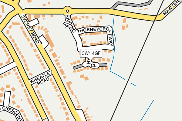 CW1 4GF map - OS OpenMap – Local (Ordnance Survey) CW1 4GF map - OS OpenMap – Local (Ordnance Survey)