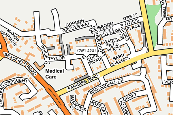CW1 4GU map - OS OpenMap – Local (Ordnance Survey) CW1 4GU map - OS OpenMap – Local (Ordnance Survey)
