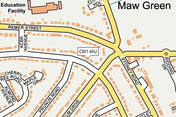 CW1 4HJ map - OS OpenMap – Local (Ordnance Survey) CW1 4HJ map - OS OpenMap – Local (Ordnance Survey)