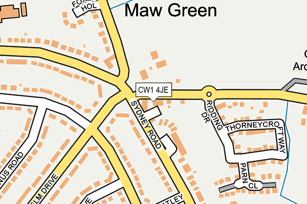 CW1 4JE map - OS OpenMap – Local (Ordnance Survey) CW1 4JE map - OS OpenMap – Local (Ordnance Survey)