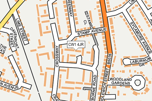 CW1 4JR map - OS OpenMap – Local (Ordnance Survey) CW1 4JR map - OS OpenMap – Local (Ordnance Survey)