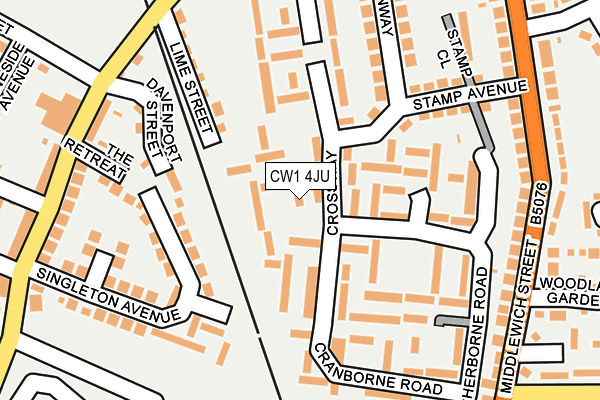 CW1 4JU map - OS OpenMap – Local (Ordnance Survey) CW1 4JU map - OS OpenMap – Local (Ordnance Survey)
