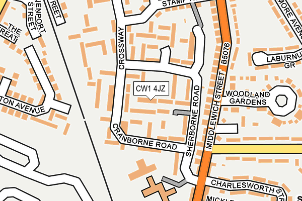 CW1 4JZ map - OS OpenMap – Local (Ordnance Survey) CW1 4JZ map - OS OpenMap – Local (Ordnance Survey)