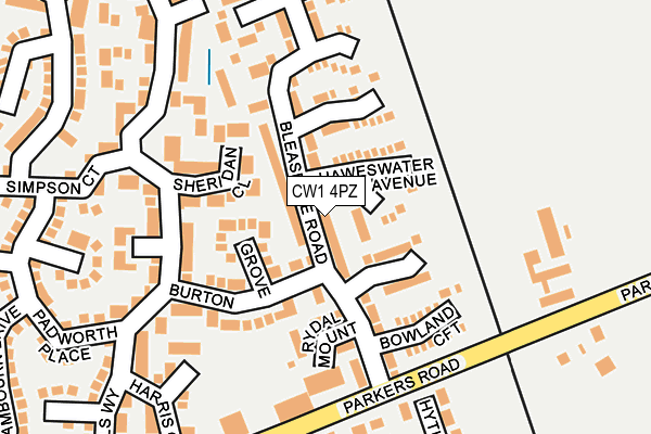 CW1 4PZ map - OS OpenMap – Local (Ordnance Survey) CW1 4PZ map - OS OpenMap – Local (Ordnance Survey)
