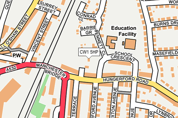 CW1 5HP map - OS OpenMap – Local (Ordnance Survey) CW1 5HP map - OS OpenMap – Local (Ordnance Survey)