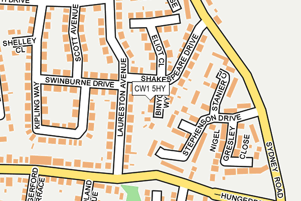 CW1 5HY map - OS OpenMap – Local (Ordnance Survey) CW1 5HY map - OS OpenMap – Local (Ordnance Survey)