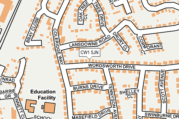 CW1 5JN map - OS OpenMap – Local (Ordnance Survey) CW1 5JN map - OS OpenMap – Local (Ordnance Survey)