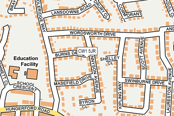CW1 5JR map - OS OpenMap – Local (Ordnance Survey) CW1 5JR map - OS OpenMap – Local (Ordnance Survey)
