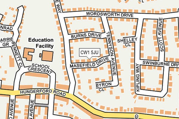 CW1 5JU map - OS OpenMap – Local (Ordnance Survey) CW1 5JU map - OS OpenMap – Local (Ordnance Survey)