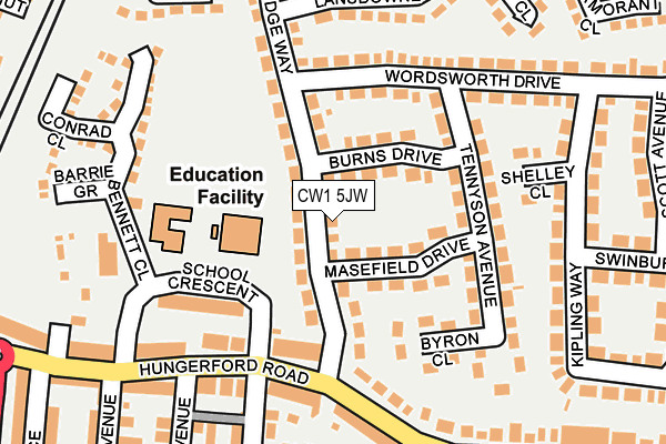 CW1 5JW map - OS OpenMap – Local (Ordnance Survey) CW1 5JW map - OS OpenMap – Local (Ordnance Survey)