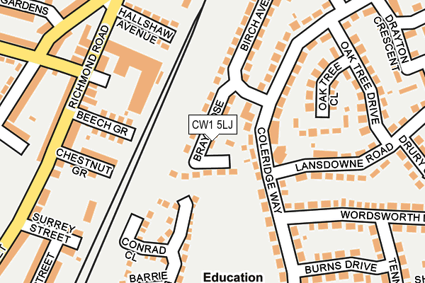 CW1 5LJ map - OS OpenMap – Local (Ordnance Survey) CW1 5LJ map - OS OpenMap – Local (Ordnance Survey)