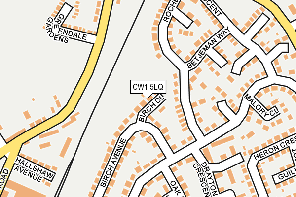 CW1 5LQ map - OS OpenMap – Local (Ordnance Survey) CW1 5LQ map - OS OpenMap – Local (Ordnance Survey)