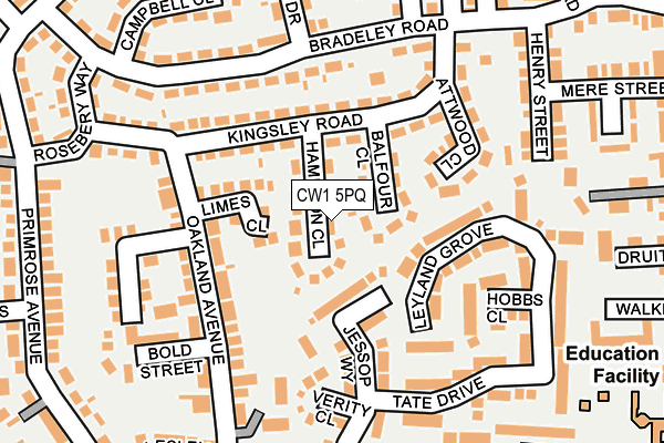 CW1 5PQ map - OS OpenMap – Local (Ordnance Survey) CW1 5PQ map - OS OpenMap – Local (Ordnance Survey)