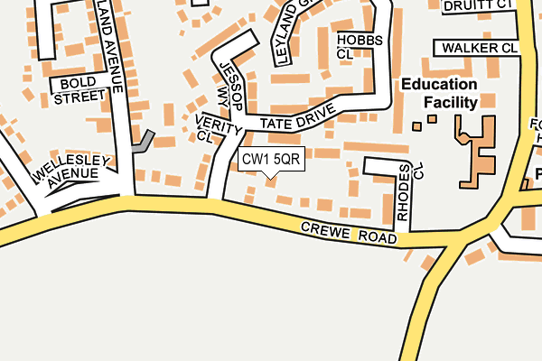 CW1 5QR map - OS OpenMap – Local (Ordnance Survey) CW1 5QR map - OS OpenMap – Local (Ordnance Survey)