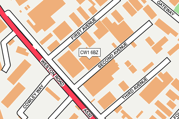 CW1 6BZ map - OS OpenMap – Local (Ordnance Survey) CW1 6BZ map - OS OpenMap – Local (Ordnance Survey)