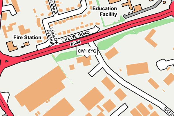 CW1 6YG map - OS OpenMap – Local (Ordnance Survey) CW1 6YG map - OS OpenMap – Local (Ordnance Survey)