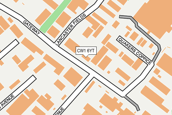 CW1 6YT map - OS OpenMap – Local (Ordnance Survey) CW1 6YT map - OS OpenMap – Local (Ordnance Survey)