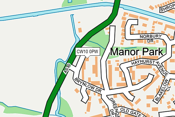 CW10 0PW map - OS OpenMap – Local (Ordnance Survey)