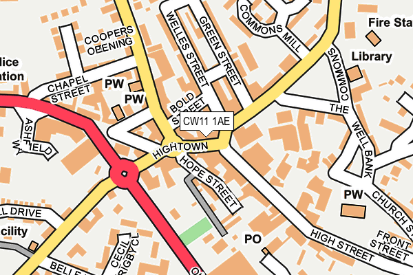 CW11 1AE map - OS OpenMap – Local (Ordnance Survey) CW11 1AE map - OS OpenMap – Local (Ordnance Survey)