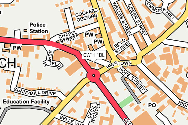 CW11 1DL map - OS OpenMap – Local (Ordnance Survey) CW11 1DL map - OS OpenMap – Local (Ordnance Survey)