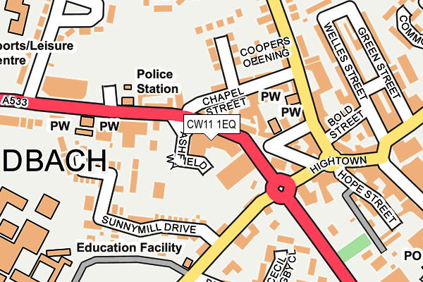 CW11 1EQ map - OS OpenMap – Local (Ordnance Survey) CW11 1EQ map - OS OpenMap – Local (Ordnance Survey)