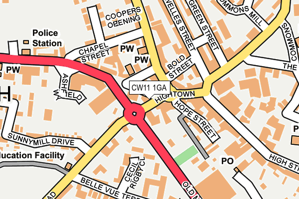 CW11 1GA map - OS OpenMap – Local (Ordnance Survey) CW11 1GA map - OS OpenMap – Local (Ordnance Survey)
