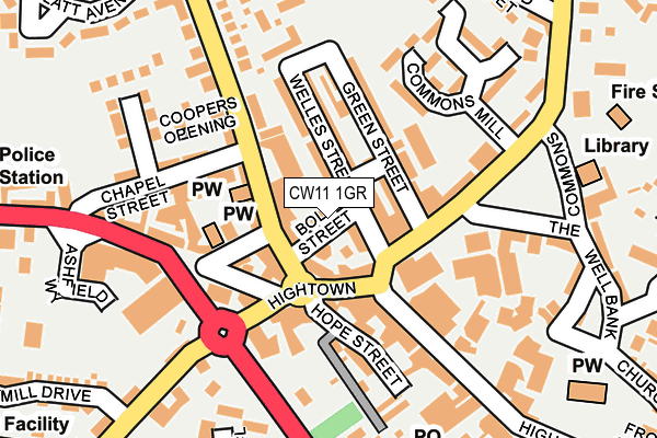 CW11 1GR map - OS OpenMap – Local (Ordnance Survey) CW11 1GR map - OS OpenMap – Local (Ordnance Survey)