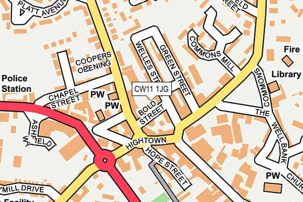 CW11 1JG map - OS OpenMap – Local (Ordnance Survey) CW11 1JG map - OS OpenMap – Local (Ordnance Survey)