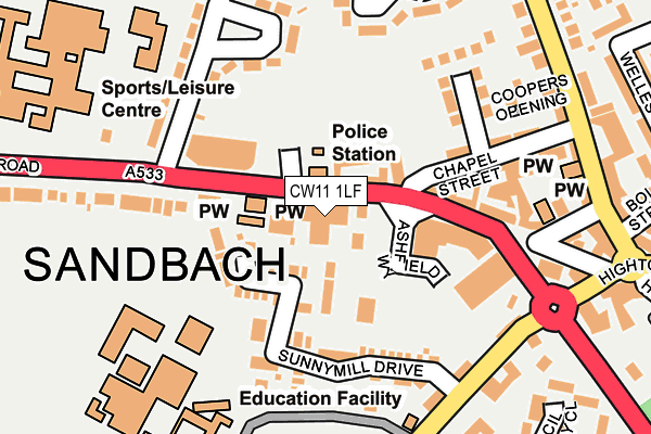 CW11 1LF map - OS OpenMap – Local (Ordnance Survey) CW11 1LF map - OS OpenMap – Local (Ordnance Survey)
