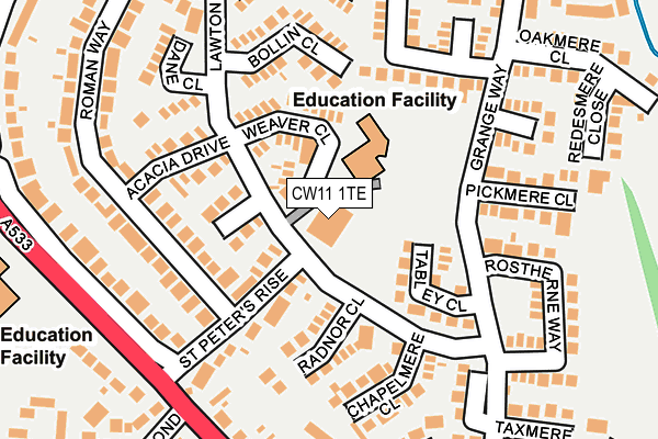 CW11 1TE map - OS OpenMap – Local (Ordnance Survey) CW11 1TE map - OS OpenMap – Local (Ordnance Survey)