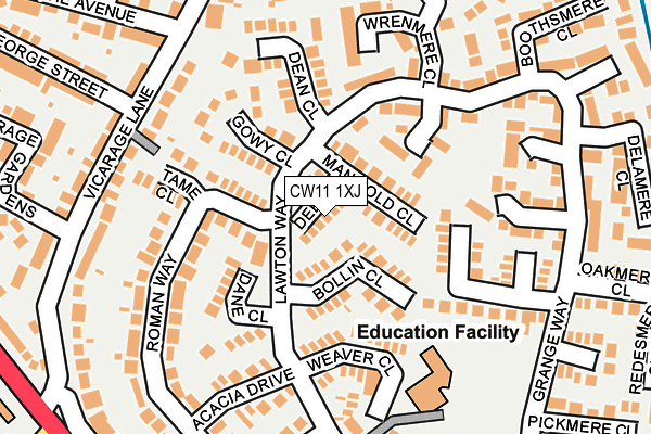 CW11 1XJ map - OS OpenMap – Local (Ordnance Survey)